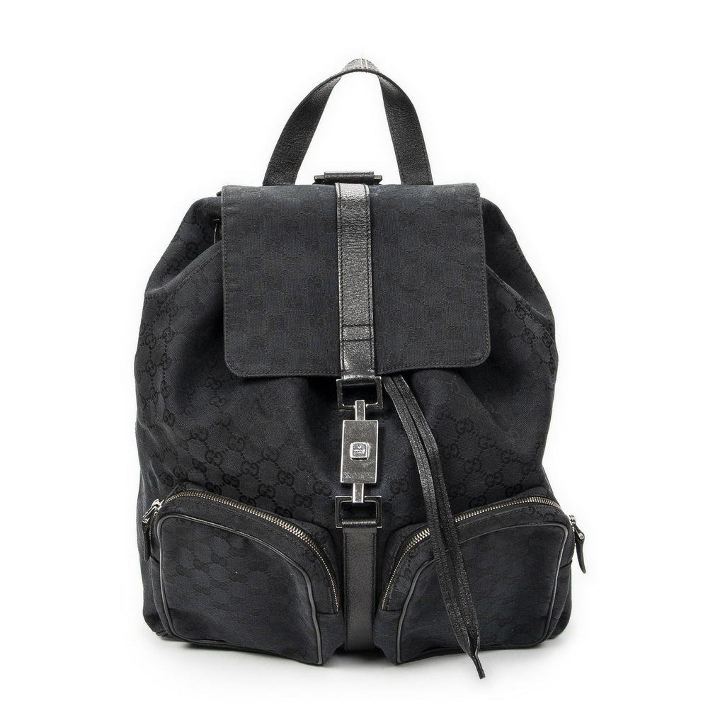 Gucci Drawstring Backpack Black GG Canvas