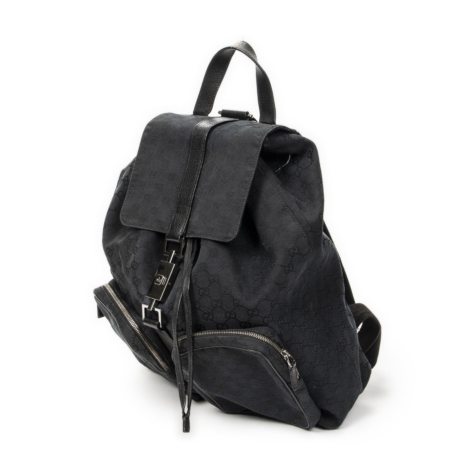 Gucci Drawstring Backpack Black GG Canvas — view 2