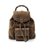 Gucci Mini Bamboo Backpack Brown Suede Leather