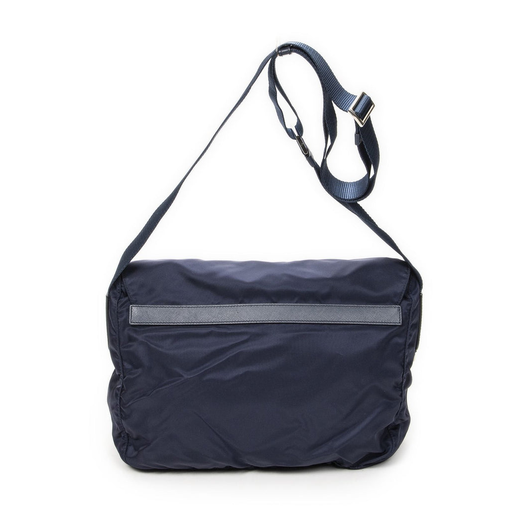 Prada Double Buckle Flap Messenger Bag Navy Nylon Canvas — view 5