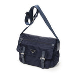 Prada Double Buckle Flap Messenger Bag Navy Nylon Canvas — view 2