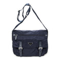 Prada Double Buckle Flap Messenger Bag Navy Nylon Canvas