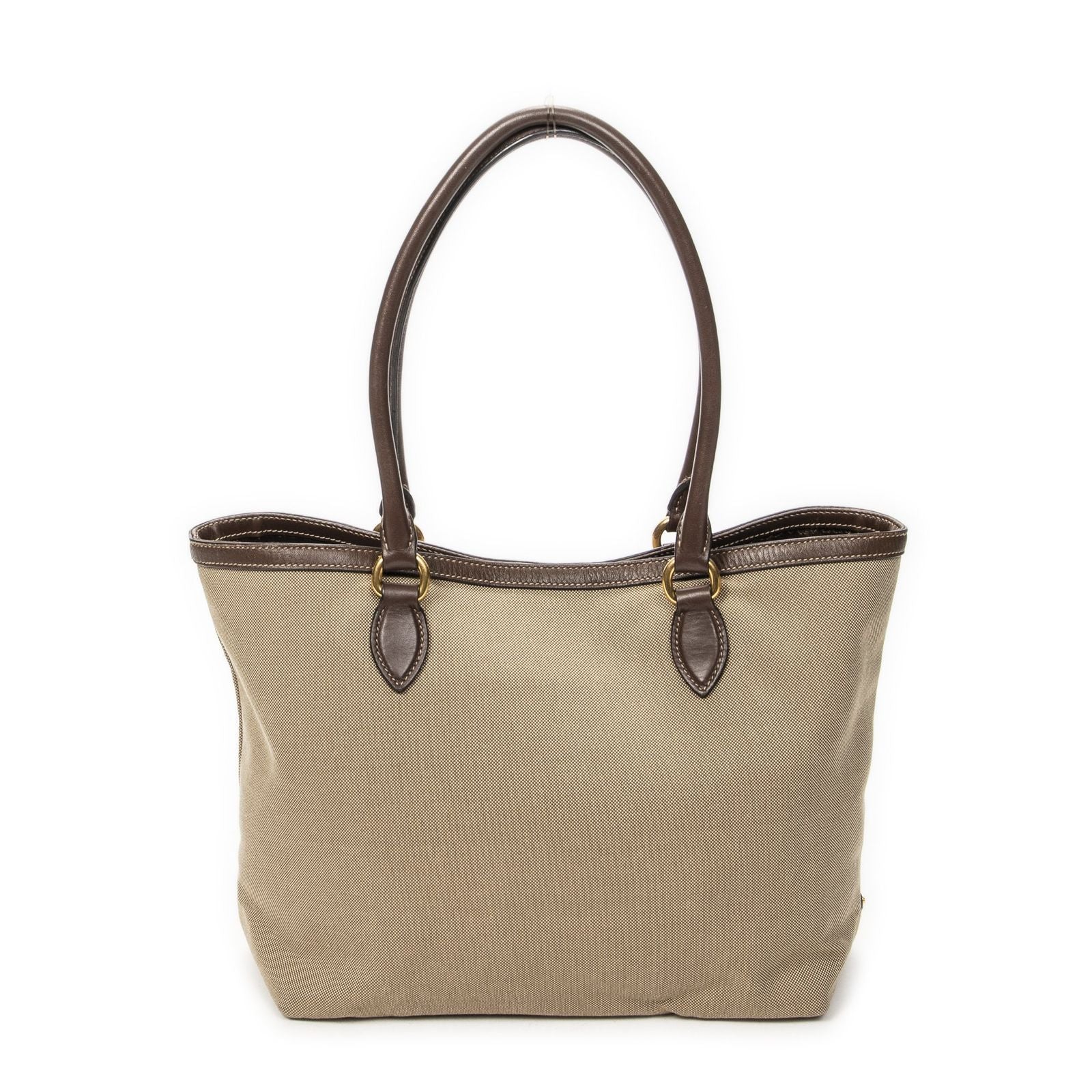 Prada Tote Beige Brown Jaca Dog Canvas — view 5