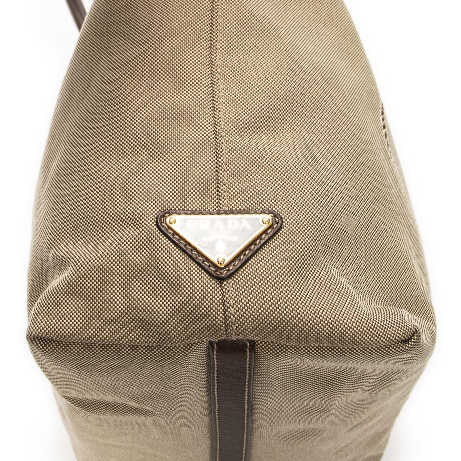 Prada Tote Beige Brown Jaca Dog Canvas — view 7