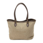 Prada Tote Beige Brown Jaca Dog Canvas