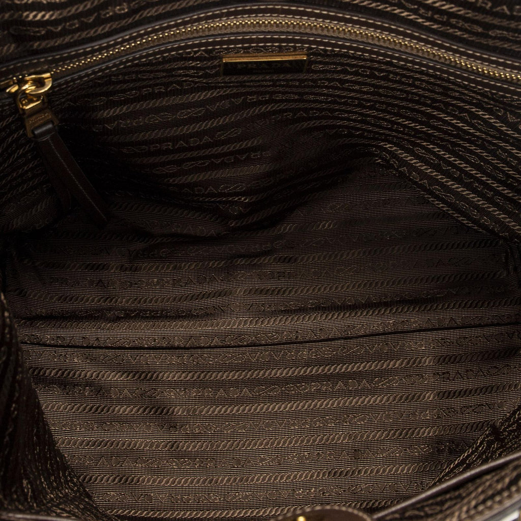Prada Tote Beige Brown Jaca Dog Canvas — view 9