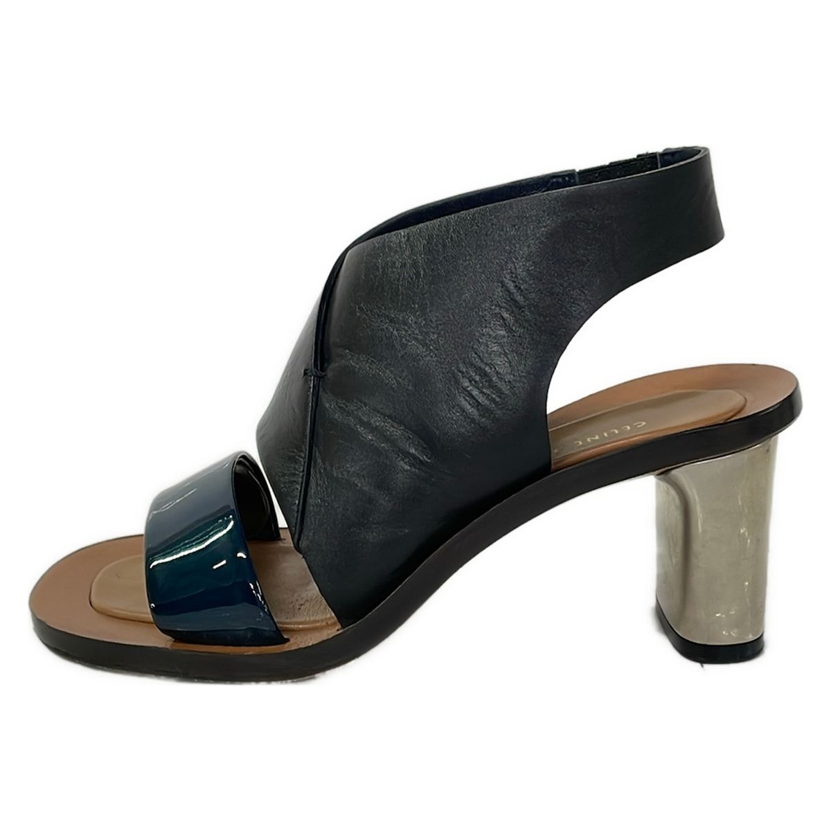 Celine Sandals 34 Black Dark Navy Leather