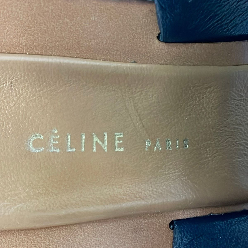 Celine Sandals 34 Black Dark Navy Leather — view 5