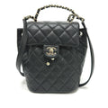 Chanel Backpack Quilted CC Logo Caviar Leather Black