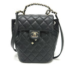 Chanel Backpack Quilted CC Logo Caviar Leather Black