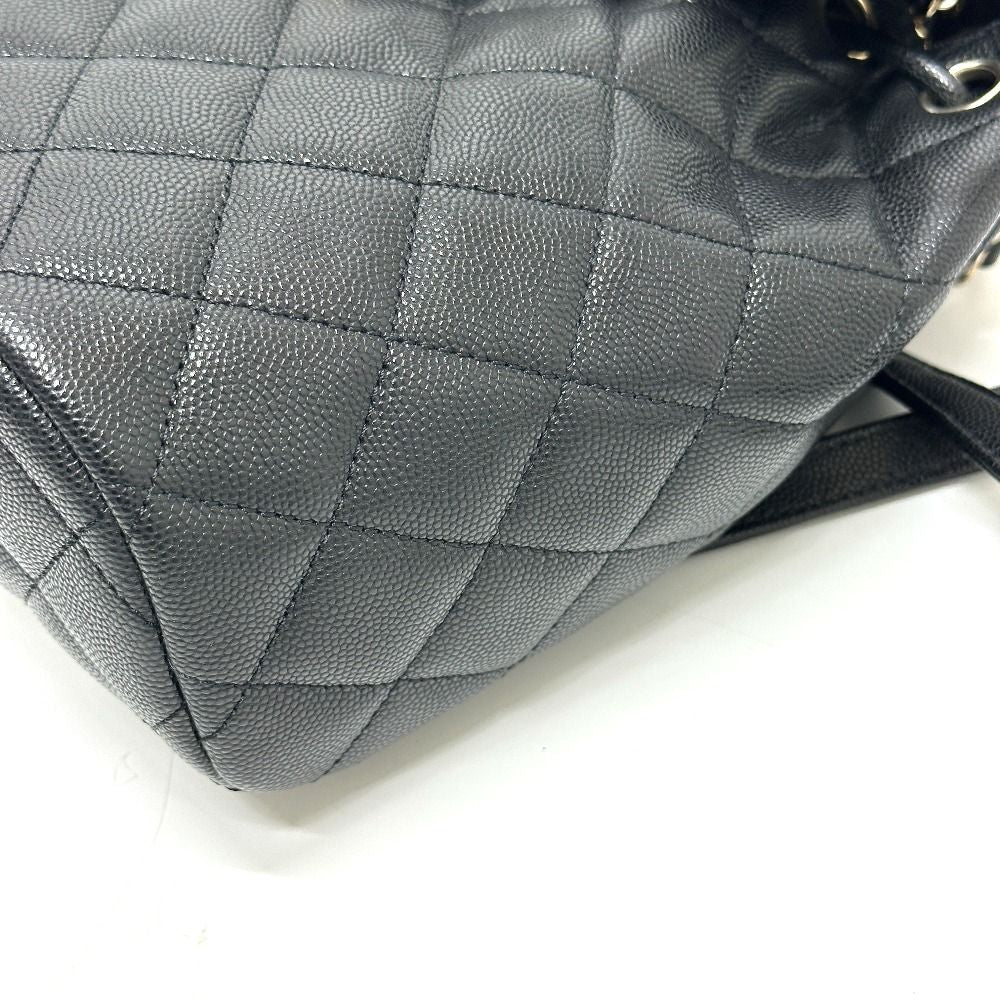 Chanel Backpack Quilted CC Logo Caviar Leather Black — view 4