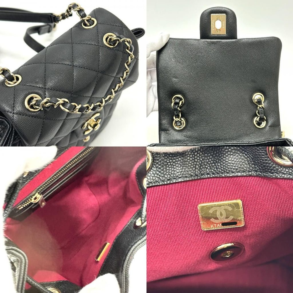 Chanel Backpack Quilted CC Logo Caviar Leather Black — view 8