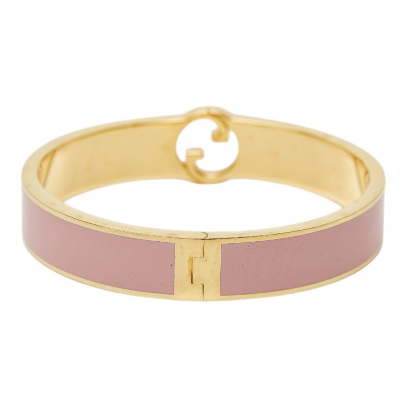 Gucci Interlocking Bangle Ring Set S Gold Pink Plated Bracelet
