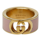 Gucci Interlocking Bangle Ring Set S Gold Pink Plated Bracelet