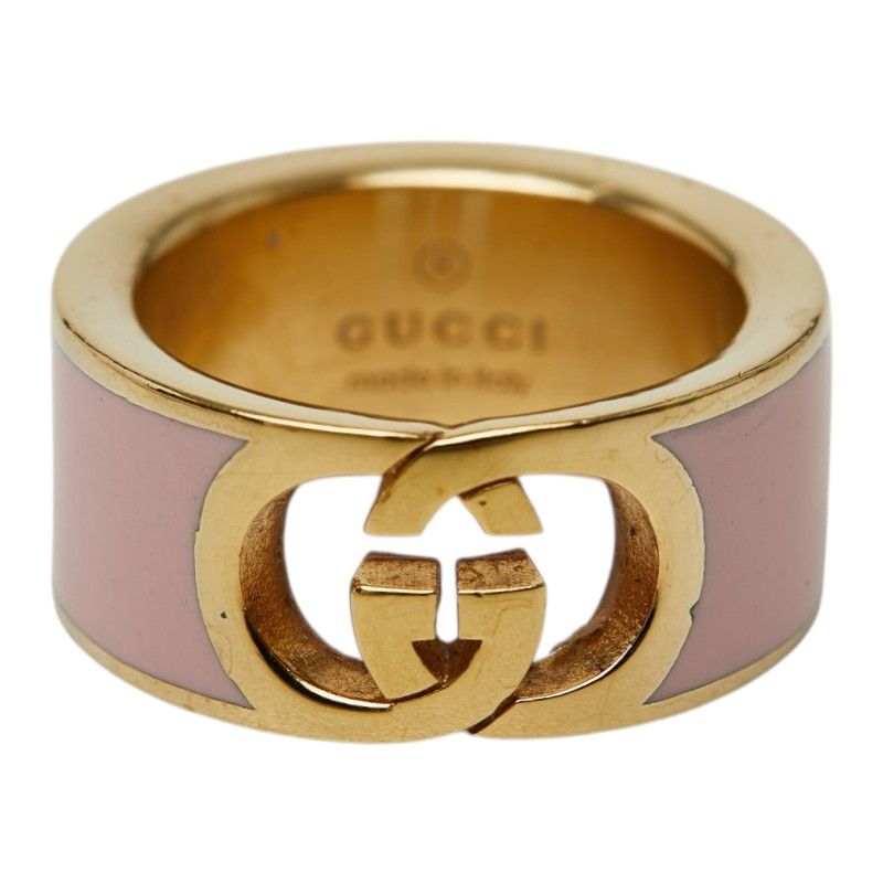 Gucci Interlocking Bangle Ring Set S Gold Pink Plated Bracelet