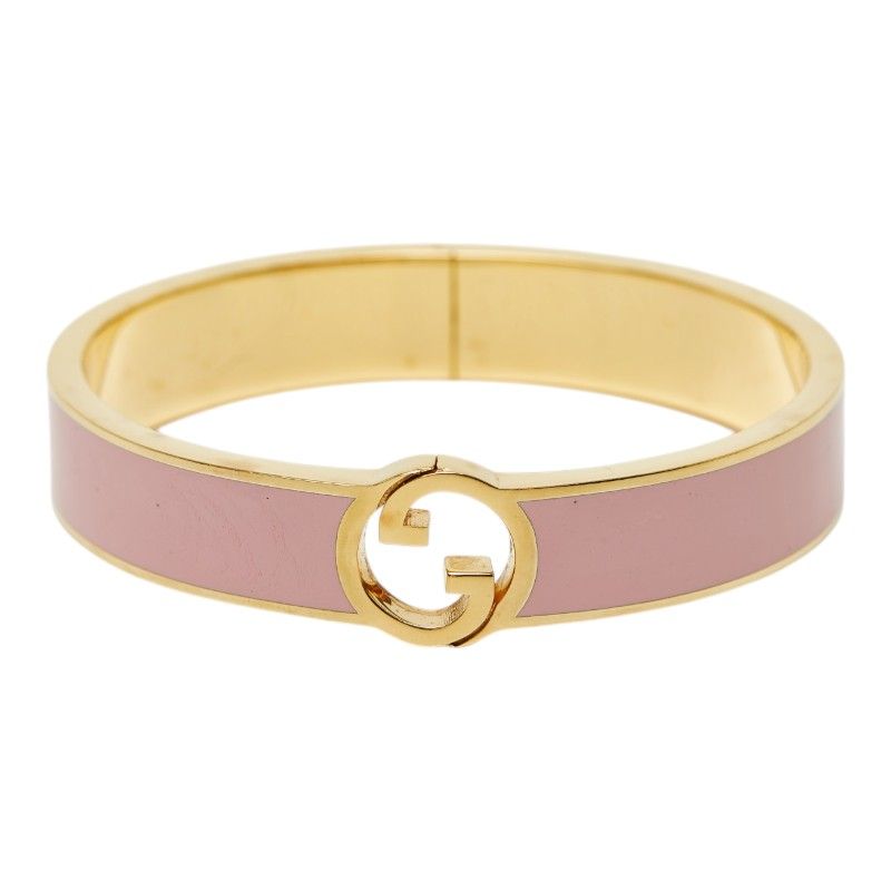 Gucci Interlocking Bangle Ring Set S Gold Pink Plated Bracelet