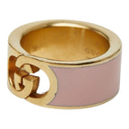 Gucci Interlocking Bangle Ring Set S Gold Pink Plated Bracelet