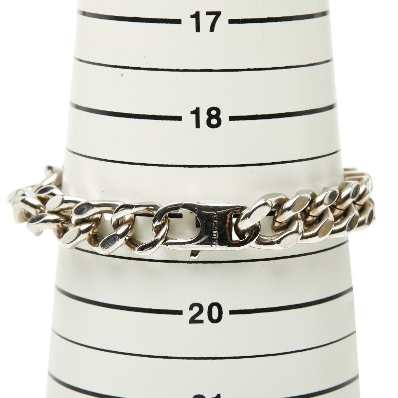 Fendi Logo Plate Chain Bracelet L Silver Metal — view 8