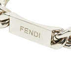 Fendi Logo Plate Chain Bracelet L Silver Metal — view 4