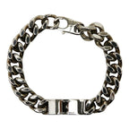 Fendi Logo Plate Chain Bracelet L Silver Metal — view 2