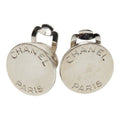 Chanel Logo Earrings Silver Metal