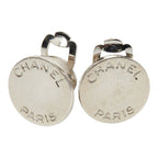 Chanel Logo Earrings Silver Metal