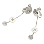 Dior CD Logo Button Motif Earrings Silver Plastic Plated