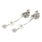 Dior CD Logo Button Motif Earrings Silver Plastic Plated — view 2