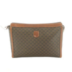 Celine Clutch Leather Macadam Pattern Brown