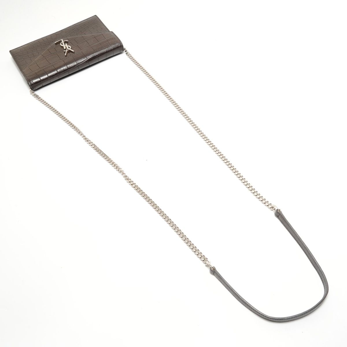 Saint Laurent Yves Shoulder Bag Chain Wallet Croco — view 8