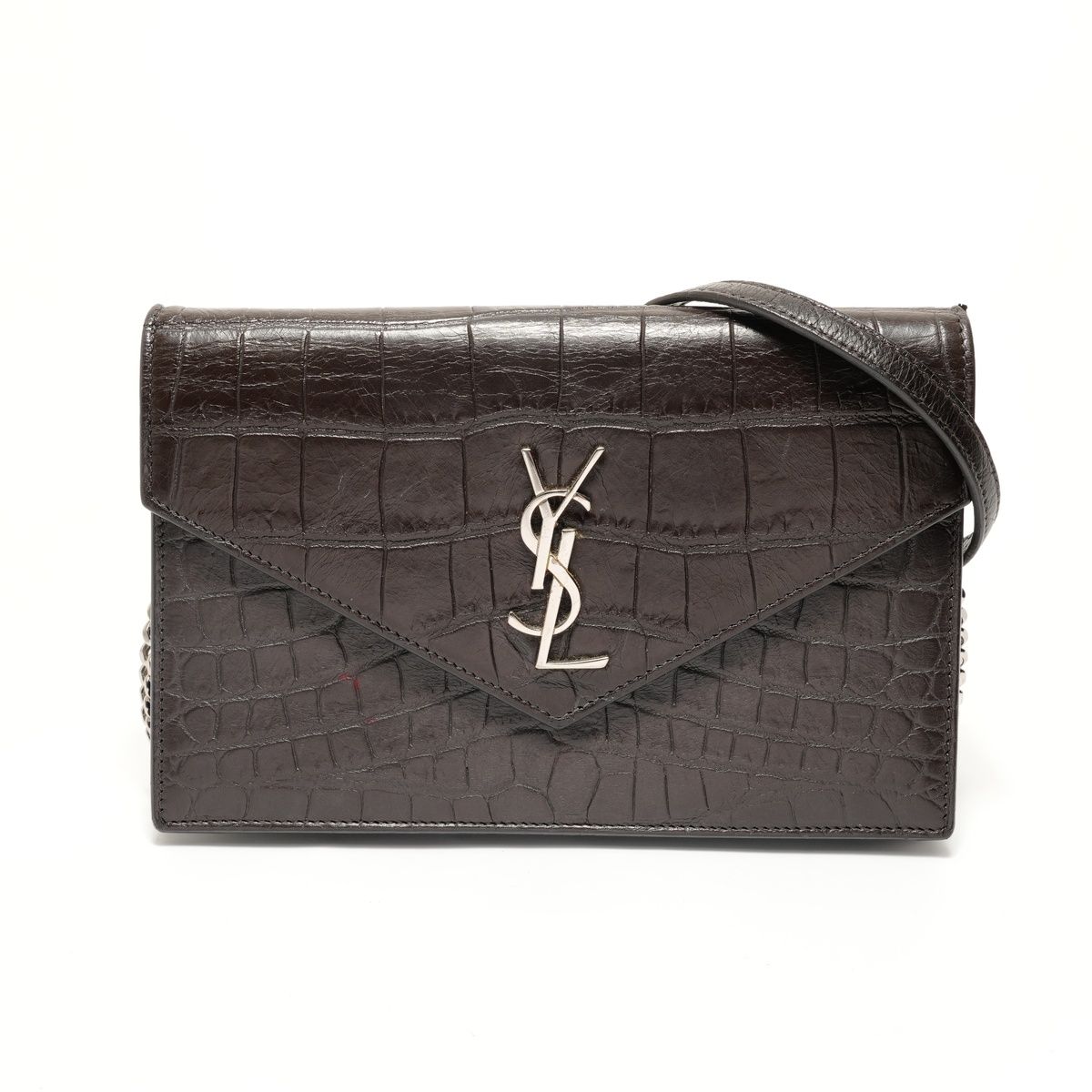 Saint Laurent Yves Shoulder Bag Chain Wallet Croco