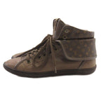 Louis Vuitton Line Monogram Sneakers High Cut Leather Brown