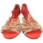 Fendi Sandals Pin Heels Suede 37 Red Beige — view 4