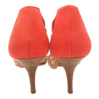 Fendi Sandals Pin Heels Suede 37 Red Beige — view 5