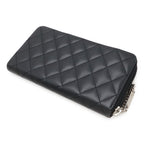Chanel Cambon Line CC Logo Zip Around Wallet Soft Calf Leather Enamel Black Pink — view 2
