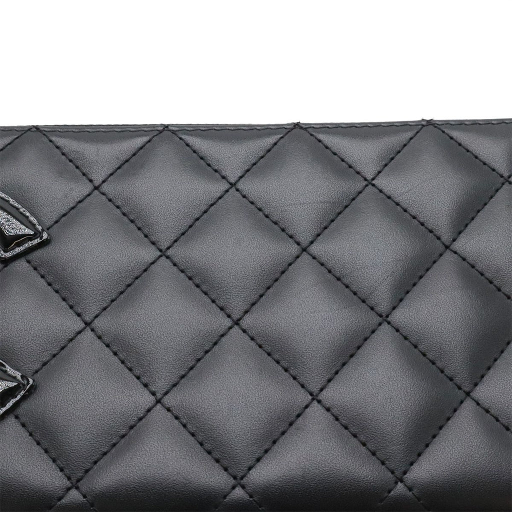 Chanel Cambon Line CC Logo Zip Around Wallet Soft Calf Leather Enamel Black Pink — view 4