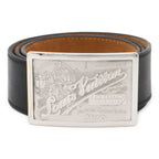 Louis Vuitton Ceinture Jeans Belt Leather Noir Black Silver 90