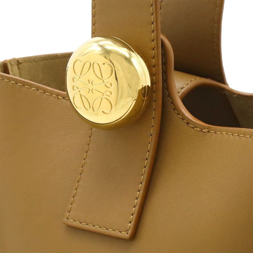 Loewe Pebble Bucket Bag Mini 2-Way Sum Scarf Leather Brown Gold — view 6