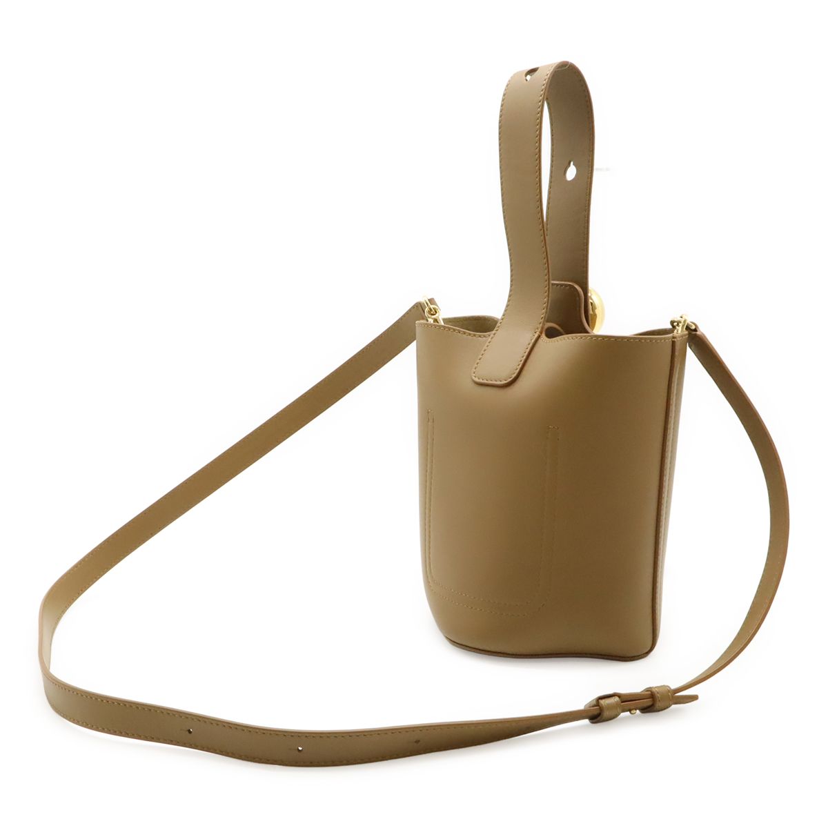 Loewe Pebble Bucket Bag Mini 2-Way Sum Scarf Leather Brown Gold — view 2