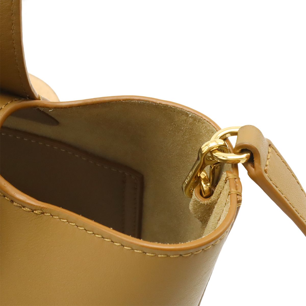 Loewe Pebble Bucket Bag Mini 2-Way Sum Scarf Leather Brown Gold — view 4