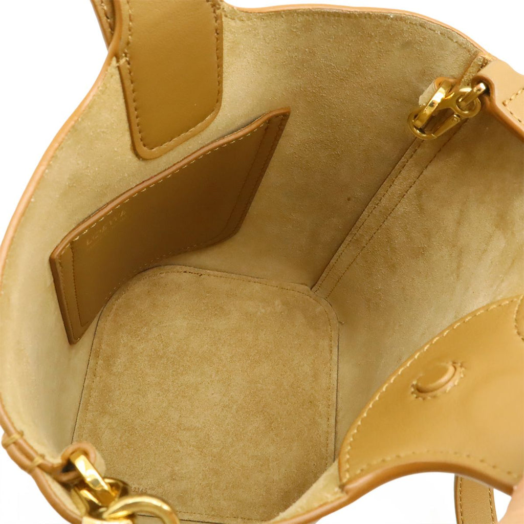 Loewe Pebble Bucket Bag Mini 2-Way Sum Scarf Leather Brown Gold — view 7