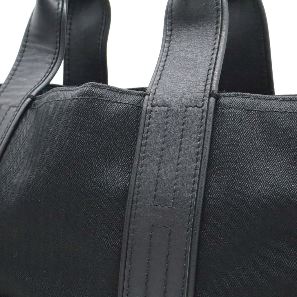 Hermes Acapulco Cabas MM Tote Large Handbag Toilet Blanc Canvas Leather Black — view 7