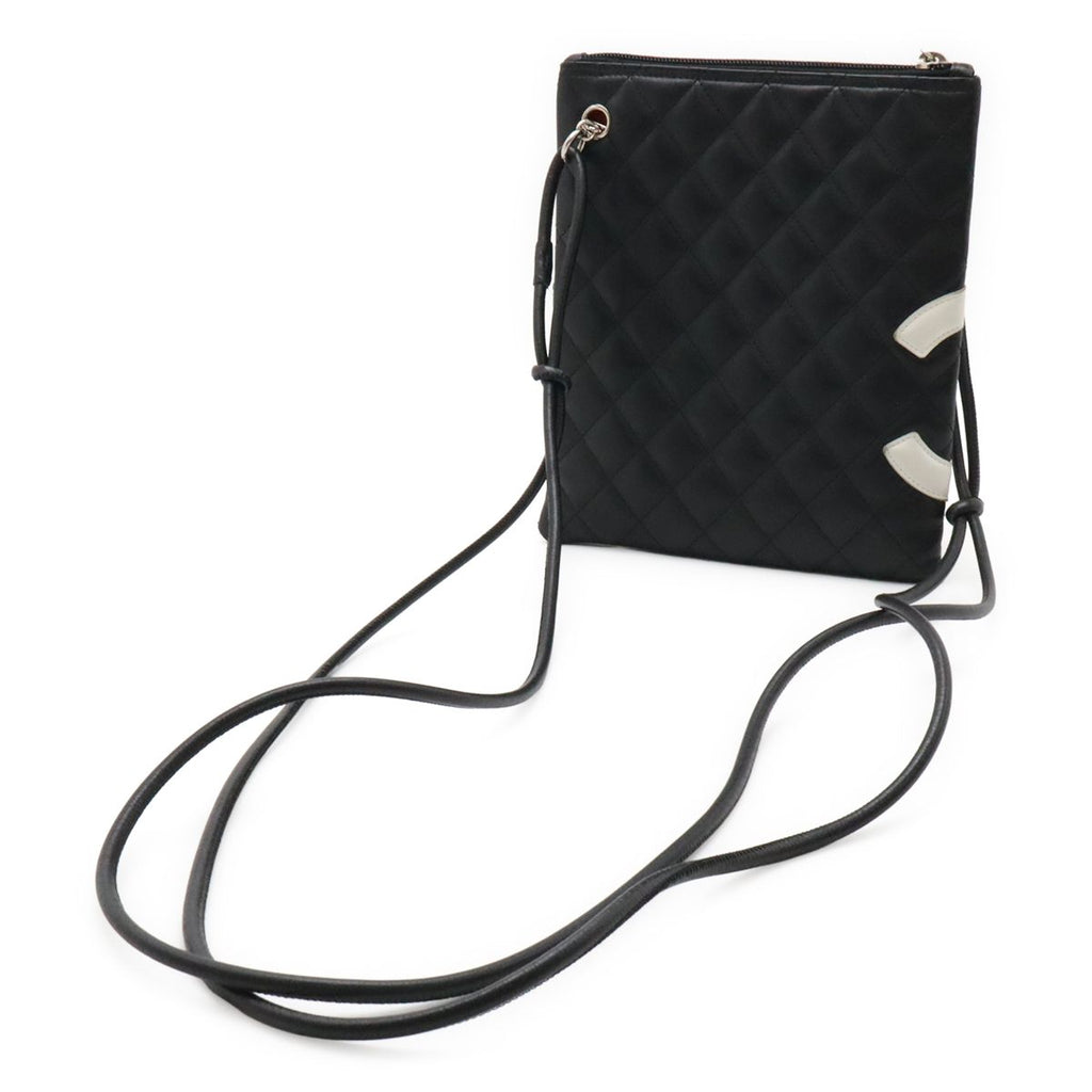 Chanel Cambon Line CC Logo Pochette Shoulder Bag Crossbody Soft Calf Black White — view 2