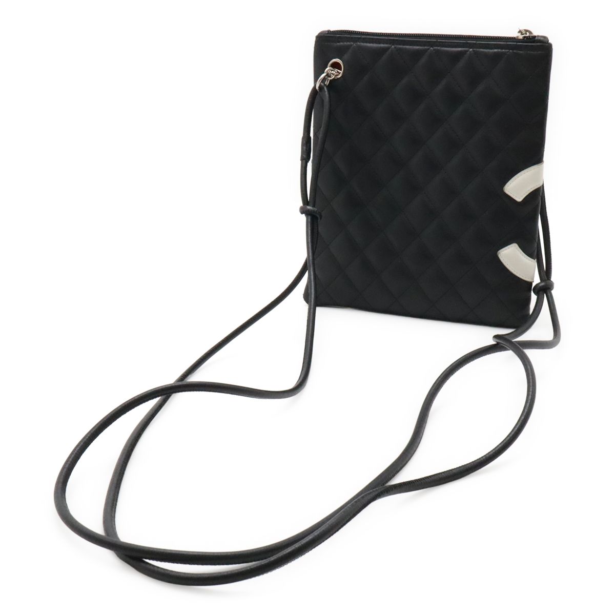 Chanel Cambon Line CC Logo Pochette Shoulder Bag Crossbody Soft Calf Black White — view 2