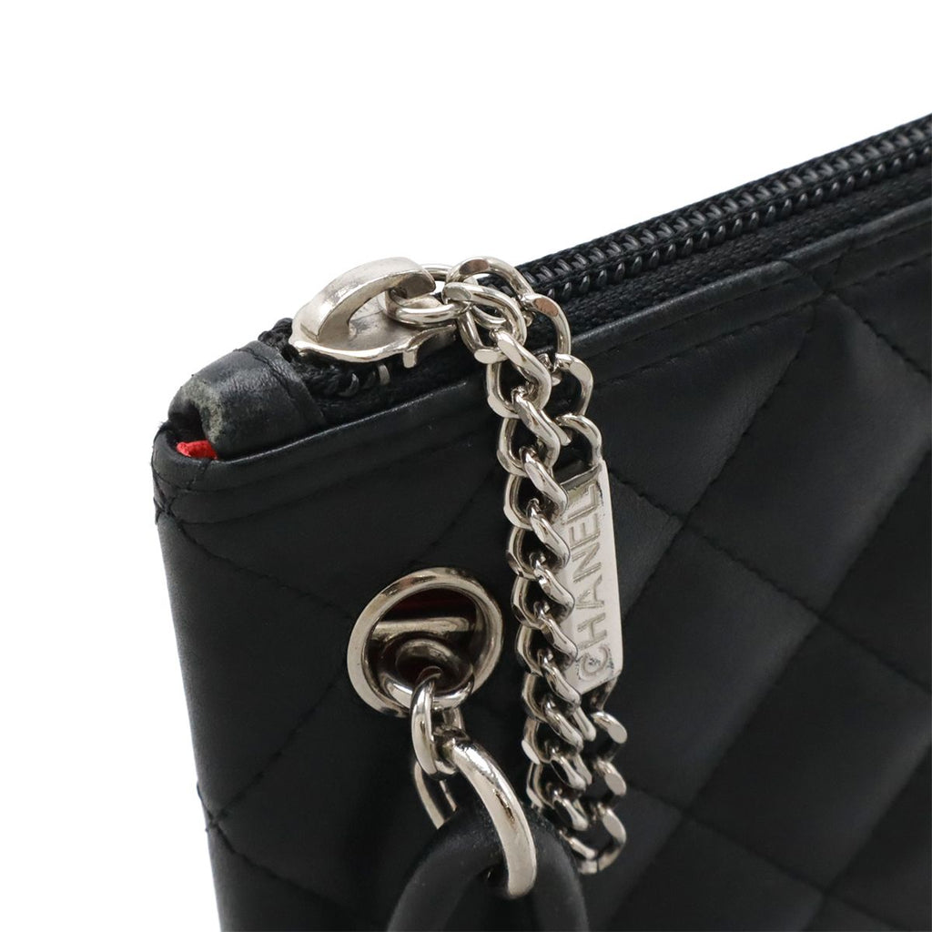 Chanel Cambon Line CC Logo Pochette Shoulder Bag Crossbody Soft Calf Black White — view 5