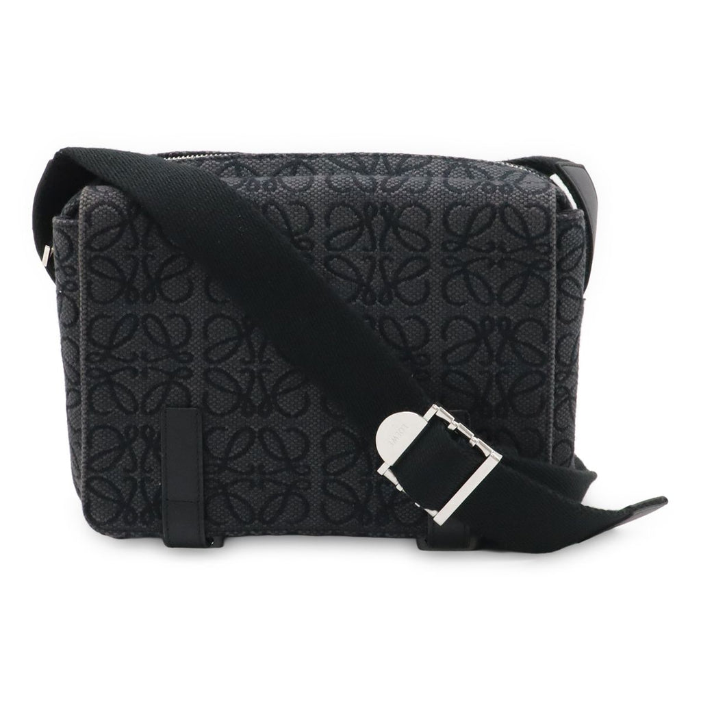 Loewe Repeat Anagram Military Messenger Bag XS Crossbody Canvas Black Silver