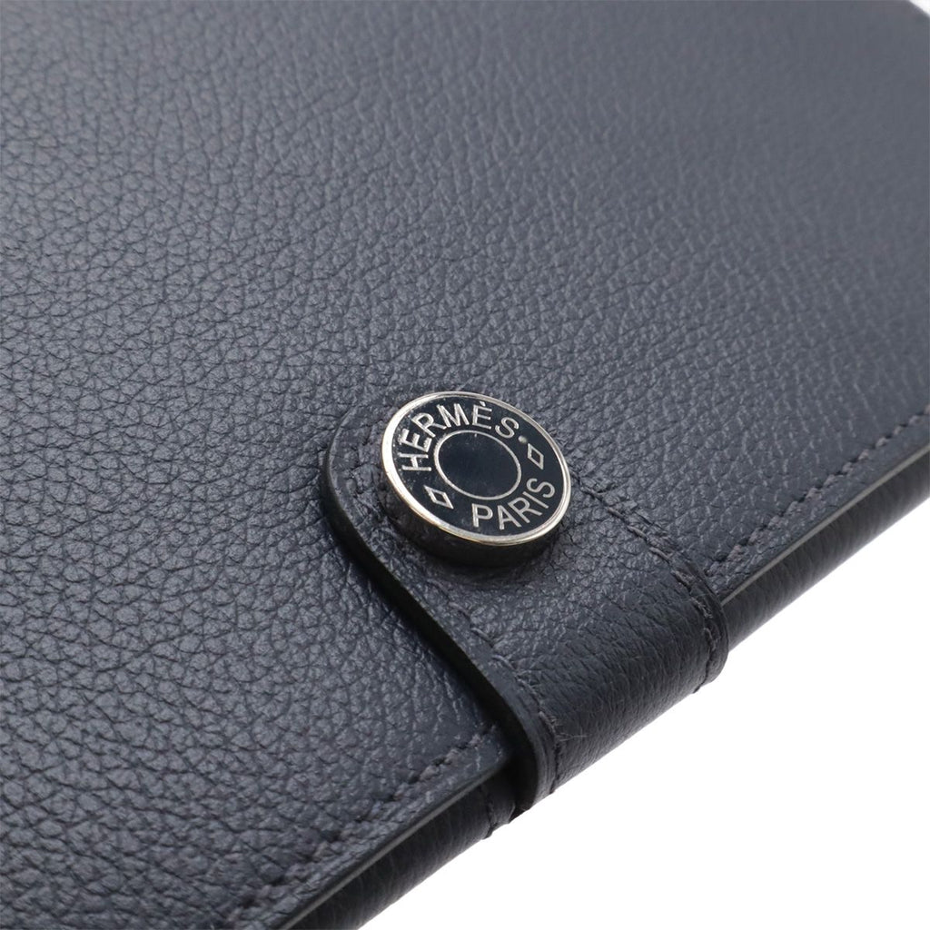 Hermes Toutenmain Passport Case Cover Veau Gray Leather Blue Nuit Navy — view 5