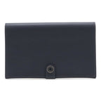 Hermes Toutenmain Passport Case Cover Veau Gray Leather Blue Nuit Navy