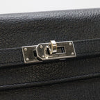 Hermes Kelly Wallet Long Bifold Chevre Leather Black Silver — view 4