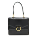 Celine Ganchini Double Flap Handbag Leather Black Gold